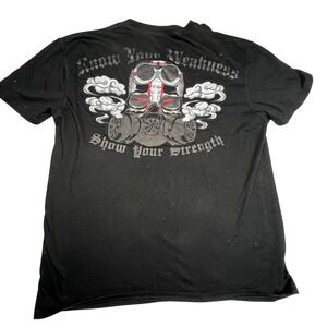 Blac Label Graphic T Shirt Skull Gas Mask‎ Streetwear Tee XXL Rebellious Urban